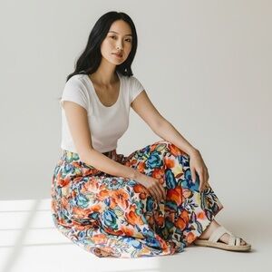 🔸George Vibrant Floral A-Line Skirt